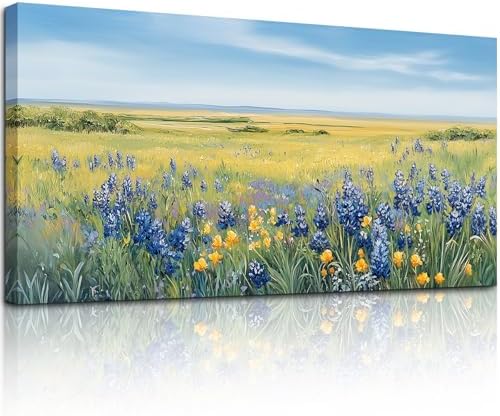 crmotu Landscape Wall Decor, Nature Meadow Wildflowers Prints 24"x48" by crmotu