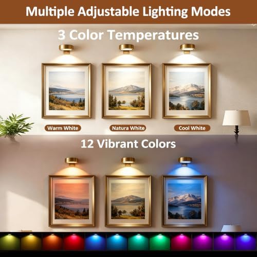 4 Pack Picture Lights for Wall, Rechargeable Magnetic Art Display Lights - Image 3