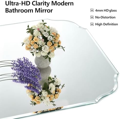 36" x 24" Silver Wall Mirror Beveled Edge Frameless Mirrors - Image 2