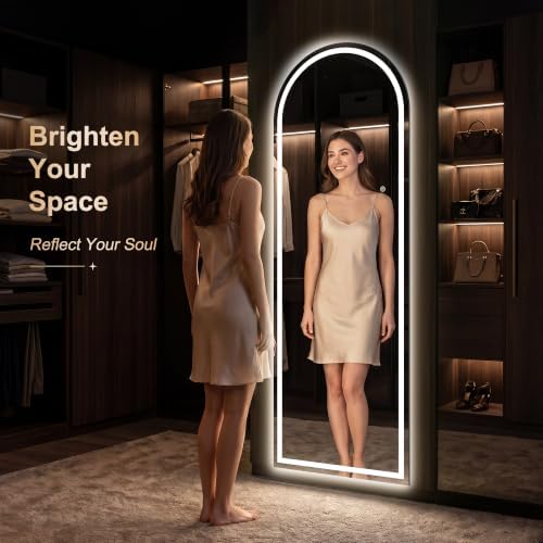 Delma LED Arched Full Length Mirror, Dimmable & 3 Color Lighting, - Image 2
