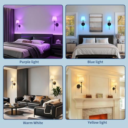 Battery Operated Wall Sconces Set of 2, Wireless Battery Wall Light - Image 7