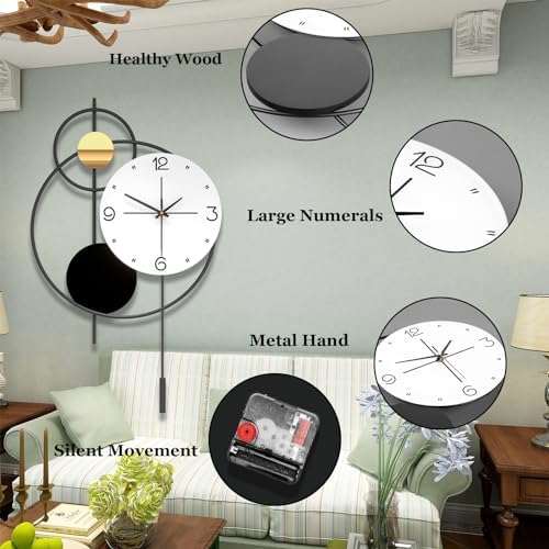 Large Modern Wall Clock for Living Room Decor 24 Inch Big Decorative Black - Image 7