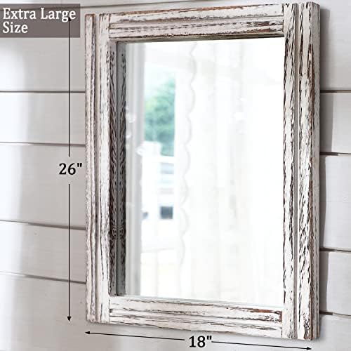 AAZZKANG Large Wall Mirror Rustic Wood Framed Hanging Mirrors Rectangle - Image 2