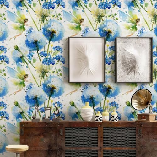 Stickorama Watercolor Blue Poppy Fairy Peel and Stick Wallpaper Self Adhesive - Image 7