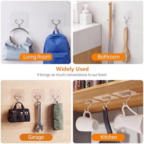 48 Pack Clear Adhesive Wall Hooks - Image 3