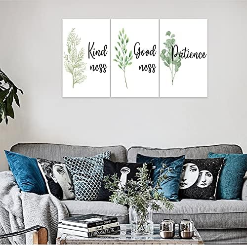 3 Piece Inspirational Wall Art, Quote "Kind Good Patience" Canvas Print - Image 2