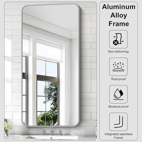 KOCUUY Silver Bathroom Mirror, 24x48 Inch Bathroom Mirror - Image 6