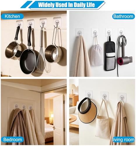 Wall Hooks Heavy Adhesive Duty Holds 33lb Max - Image 3