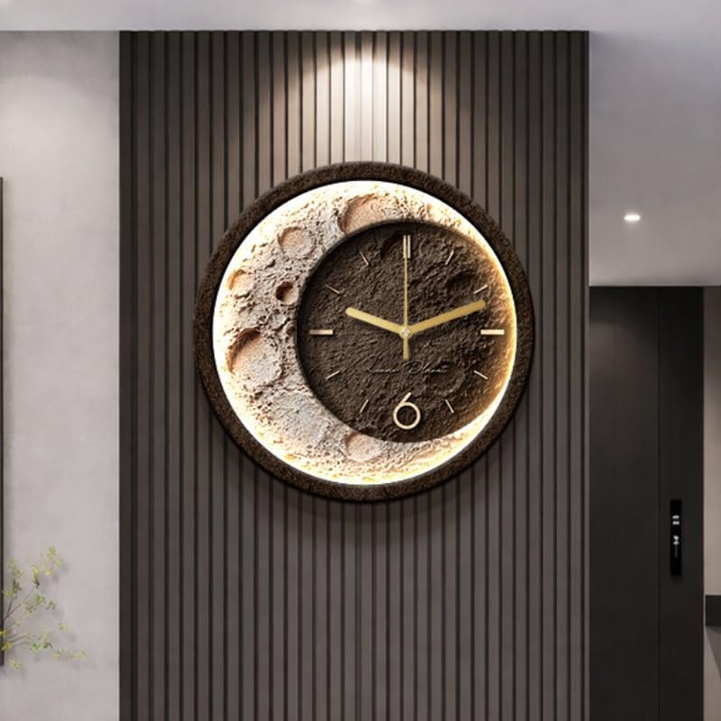 Modern 3D LED Sandstone Wall Clock, Moon Sculpture Wall Decor by Unknown