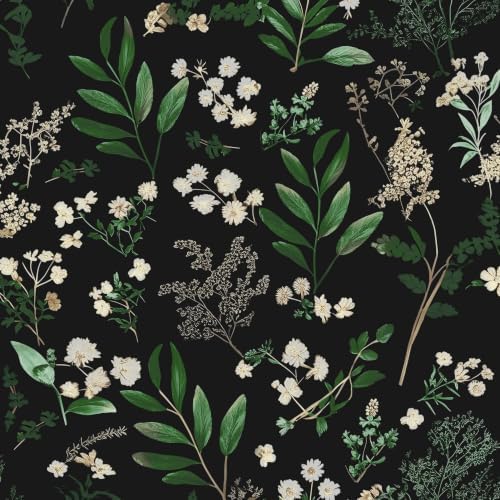 Laatse Vintage Dark Green Floral Leaf Peel and Stick Wallpaper 17.5"x787" by Laatse