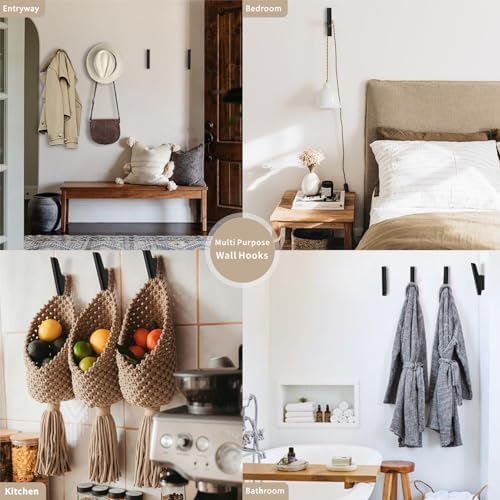 Wood Wall Hooks 4 Pack Coat Hooks Wall Mount, Towel Hooks - Image 7