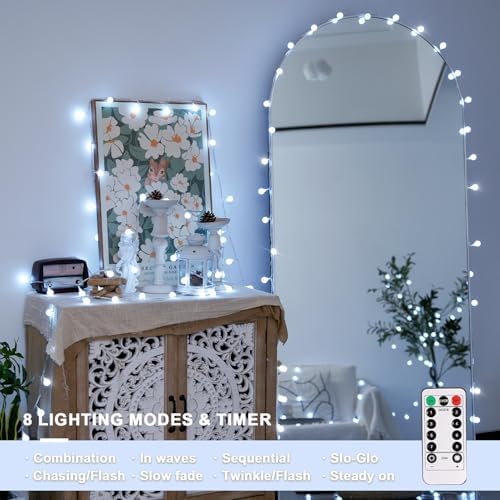 JMEXSUSS 33FT 100 LED Globe White String Lights Battery Operated - Image 6