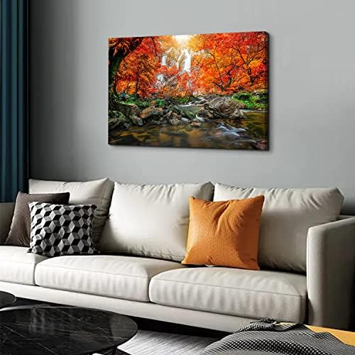Waterfall Wall Art Sunset Nature River Landscape Picture Bedroom Decor 24x36" - Image 5