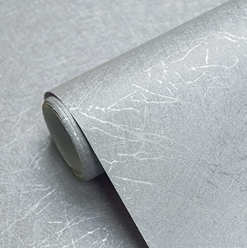 Cohoo Home Gray Wallpaper Peel and Stick Contact Paper Gray Silk 15.7”×197” by CohooHome