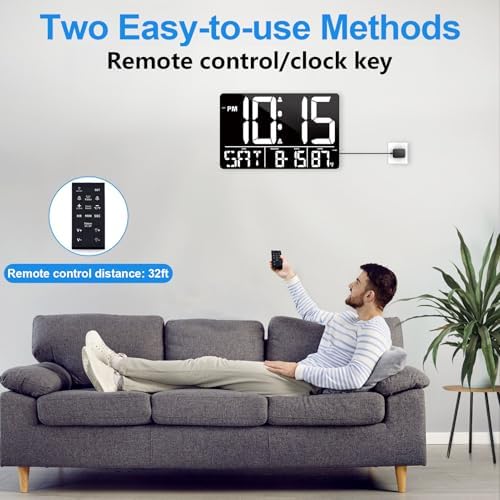 PERSUPER 13" Digital Wall Clock Large Display - Image 4