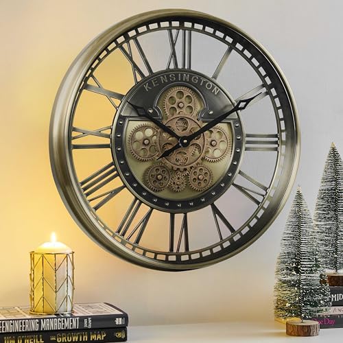CLXEAST 21" Metal Roman Numeral Wall Clock by CLXEAST