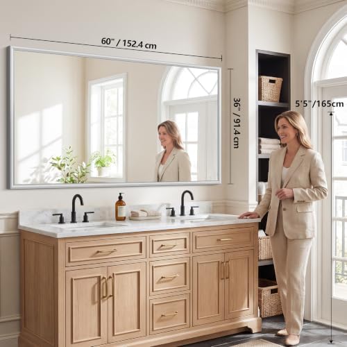FORBATH Bathroom Mirror for Over Sink, 60x36 Inch Silver Wall Mirror - Image 2