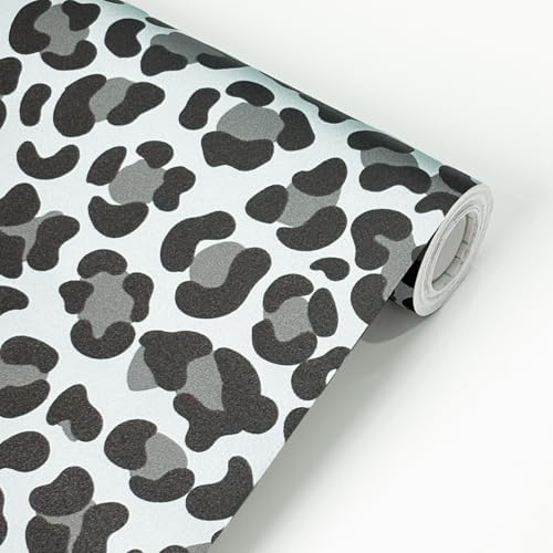 Leopard Peel and Stick Wallpaper White Leopard Print Waterproof Removable Self by LUKUUI