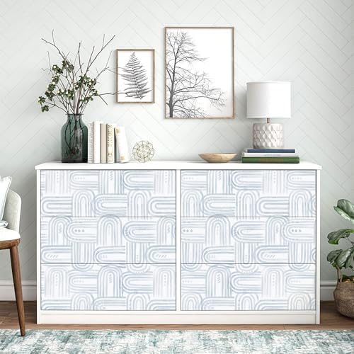 Modern Peel and Stick Wallpaper A Set of 17.3"x480" Boho Blue Contact Paper - Image 4