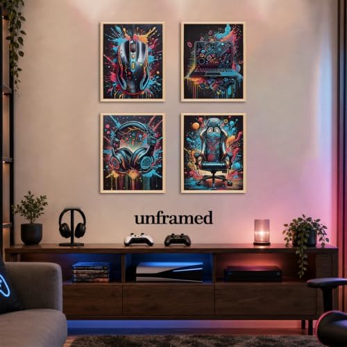 SHRNGCK Game Room Posters Set of 6 Retro Video Game Setup Wall Art Neon Gaming - Image 6