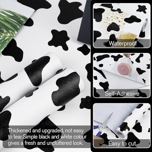 Black and White Spots Contact Paper Cow Printed Peel and Stick Wallpaper - Image 2