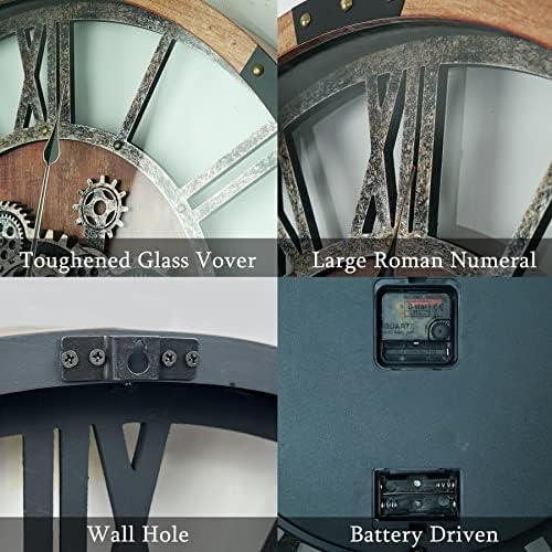 36 Inch Moving Gear Wall Clock, Oversized Wall Clocks, Clock Living Room Decor - Image 5