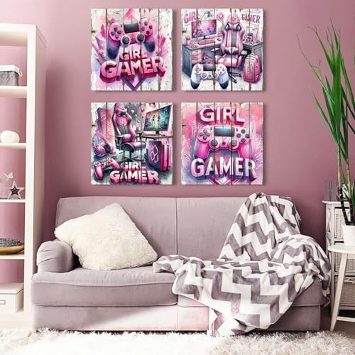 Game Wall Decor Gaming Wall Art Pink Gamepad Headphones Picture - Image 4