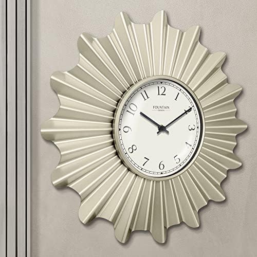 18" Mid Century Starburst Wall Clock, Morning Silver - Image 4