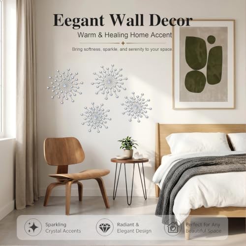 ZEXUIRU 4 Set Silver Starburst Wall Art - Image 4