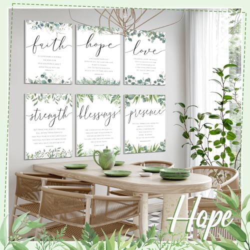 Sacubee 6 Pack Acoustic Christian Art Panels 12" x 16", Sage Green Leaves - Image 6