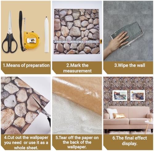 CRASPIRE 10Pcs 3D Faux Stone Peel and Stick Wall Burly Wood Tile Panels - Image 4