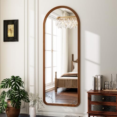 24x65 Inch Wood Arched Full Length Floor Mirror - Image 4