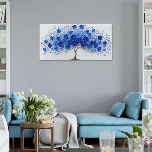 Blue Flower Tree Of Life Canvas Wall Art Pictures - Image 5