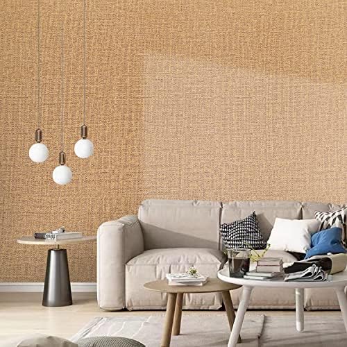 Peel and Stick Wallpaper Orange Grass Cloth Wall Paper - Image 5