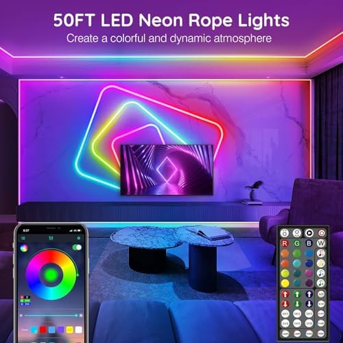 AILBTON 50Ft Neon Rope Lights, Flexible Led Rope Lights Control - Image 2