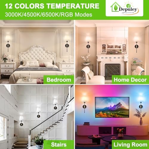 Depuley Battery Operated Wall Sconce: Set of 2 19.99" Wireless Wall Lights - Image 3