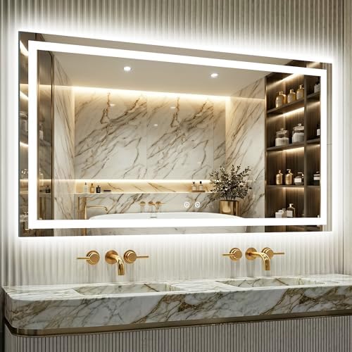 Delma LED Mirror for Bathroom 30x55 Inch, Dimmable Front & Backlit Vanity Mirror by Delma