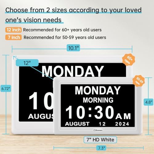 Soobest Dementia Clocks for Seniors, 7” Digital Date Clock Large Display - Image 2