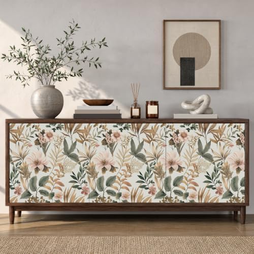 Laatse Vintage Pink Green Gold Floral Botanical Wallpaper 17.5''x118'' - Image 2