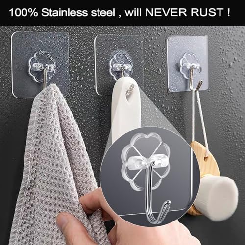 ZESLMG Adhesive Wall Hooks for Hanging, 32 Pack Self Sticky Hooks Heavy Duty - Image 3