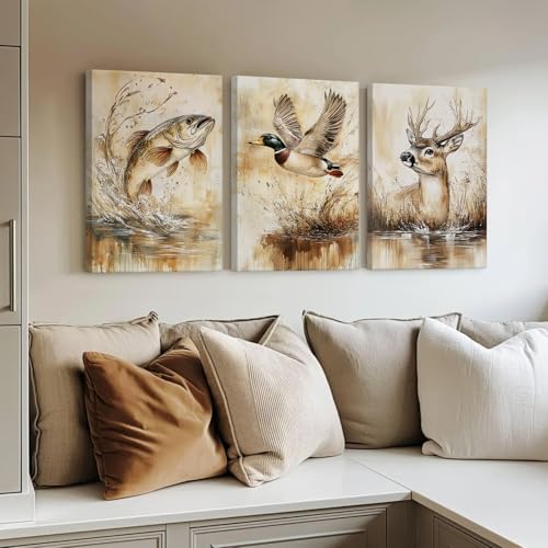 Hunting Nursery Wall Art Decor Wildlife Boys Room Pictures Fishing Poster - Image 3