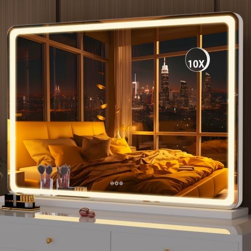 Hasipu Vanity Mirror with Lights, 31.5" x 22.4" LED Makeup Mirror, Lighted by Whatssuitableisthebest