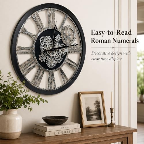 The B-Style Large Real Moving Gears Wall Clock, 30 inch - Image 3