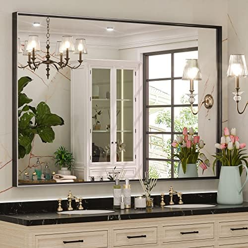 Keonjinn 48x36 Inch Black Bathroom Mirror by Keonjinn
