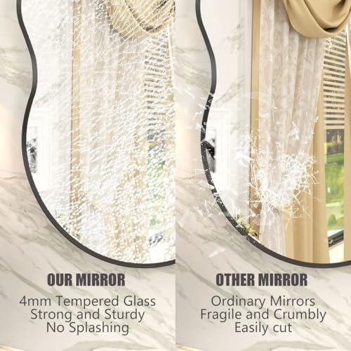 24x36 Inch Black Irregular Matte Bathroom Mirror - Image 3