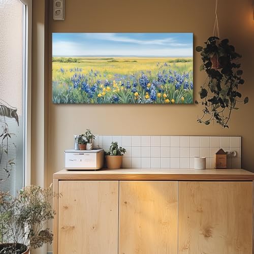 crmotu Nature Oversized Canvas Art, Rustic Meadow Scenic Prints 29"x57" - Image 6