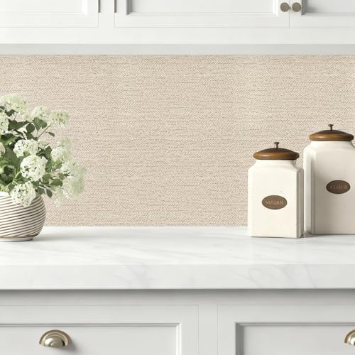 Grasscloth Peel and Stick Wallpaper Beige Contact Paper 16in x 197in - Image 4