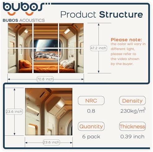 BUBOS 6 Pcs Art Acoustic Wall Panel, 70.8”x47.2”Self Adhesive - Image 2