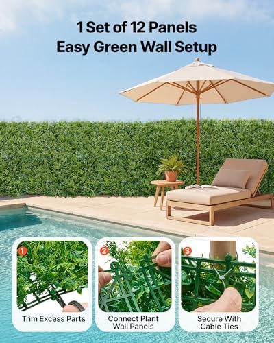 VEVOR Artificial Plant Wall, Sun Protection Greenery Backdrop Privacy Hedge - Image 4