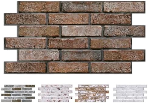 COMSTICKC 3D Brown Faux Brick Wall Panel Peel and Stick Wall Covering by COMSTICKCDECOR